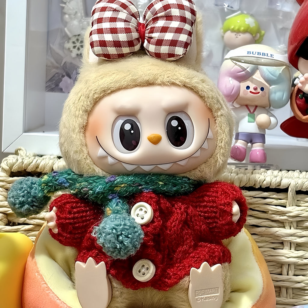 80. Plush Doll Replacing Clothes Christmas-sweater Set - For Labubu Outfit - For Around 17cm Doll(No Dolls)