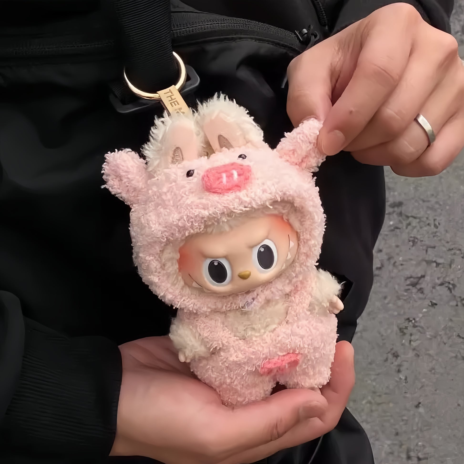 77. Plush Doll Replacing Clothes Pink-piggy Set - For Labubu Outfit - For Around 17cm Doll(No Dolls)