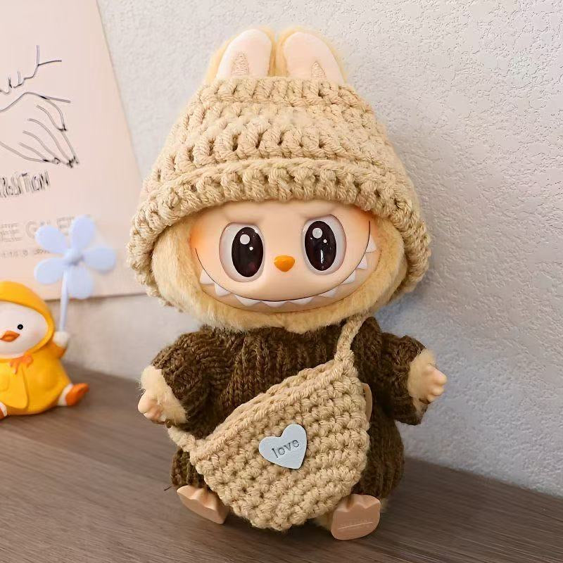 65. Plush Doll Replacing Clothes Knitted-sweater Set - For Labubu Outfit - For Around 17cm Doll(No Dolls)