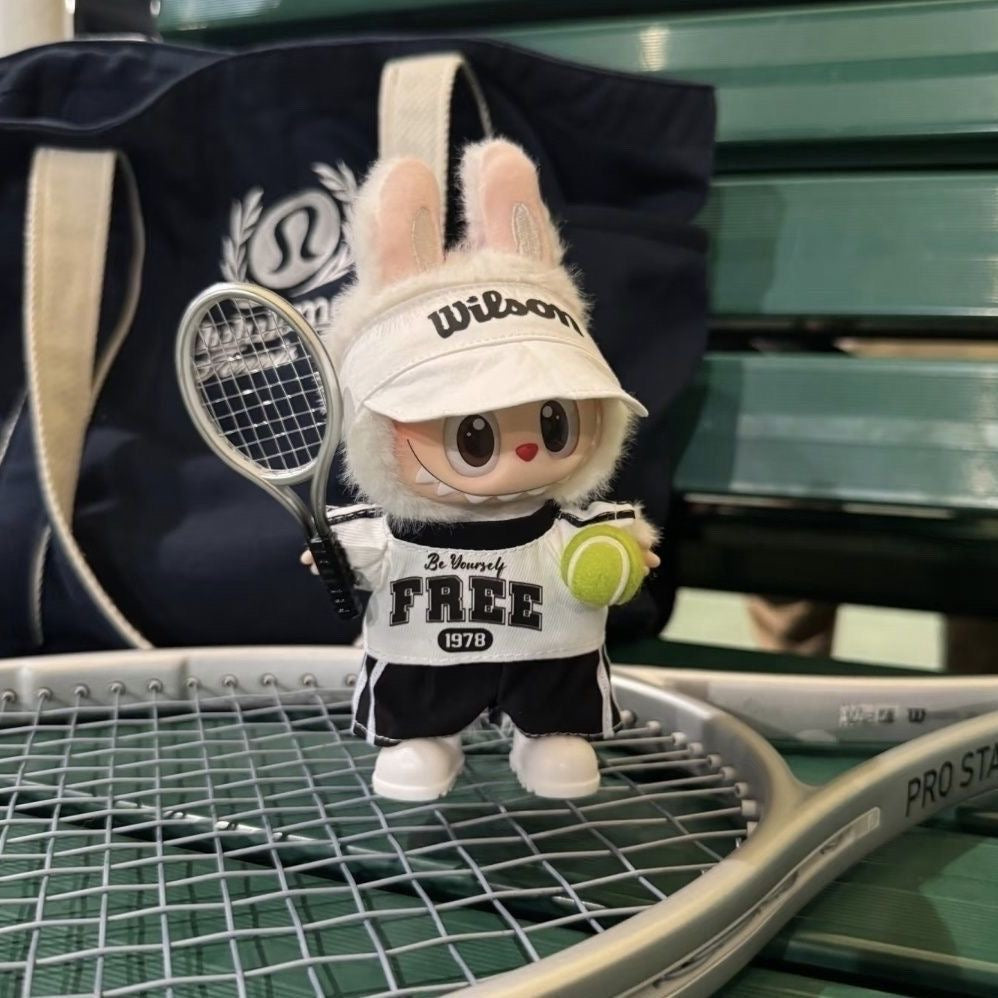 70. Plush Doll Replacing Clothes Tennis Set - For Labubu Outfit - For Around 17cm Doll(No Dolls)