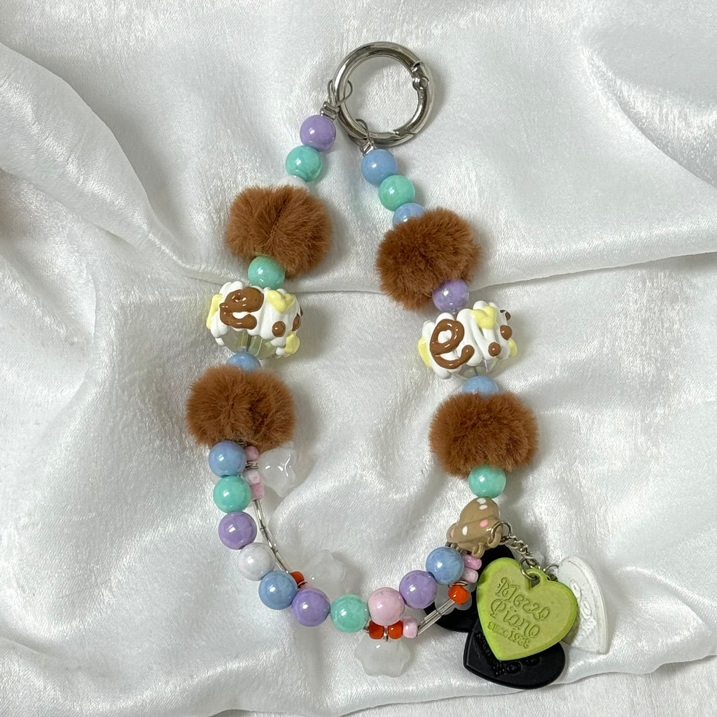 32.  DIY Special Design Brown Grains Pendant Keychain Gift - For Bags - For Dolls - For Car Accessories (No Doll)