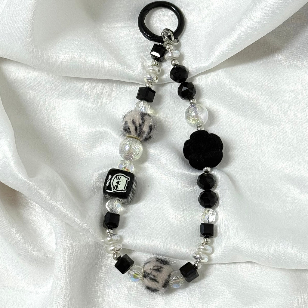 40. DIY Special Design Black-flower Pendant Keychain Gift - For Bags - For Dolls - For Car Accessories (No Doll)