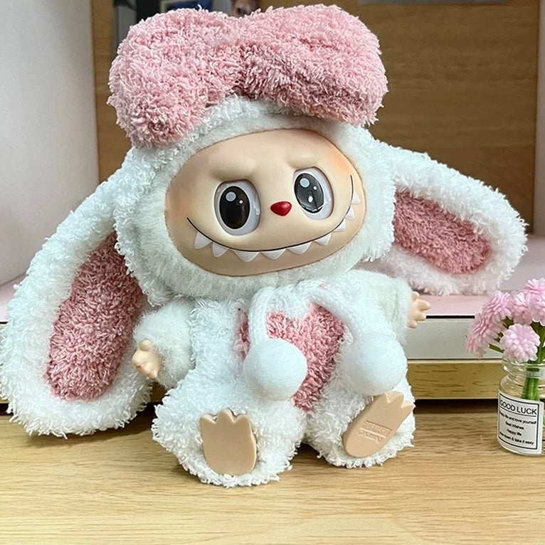 88. Plush Doll Replacing Clothes Cute-rabbit Set - For Labubu Outfit - For Around 17cm Doll(No Dolls)
