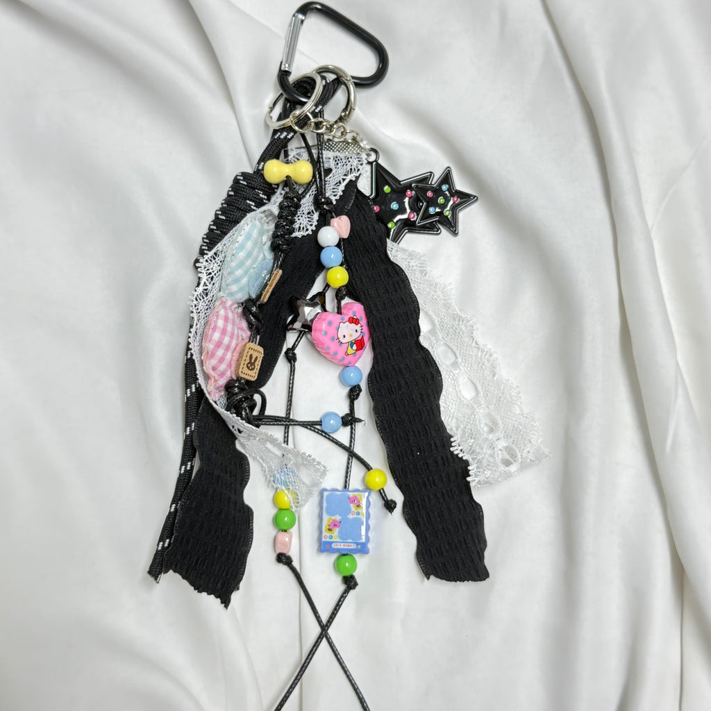 75. DIY Special Design Double-heart Pendant Keychain Gift - For Bags - For Dolls - For Car Accessories (No Doll)