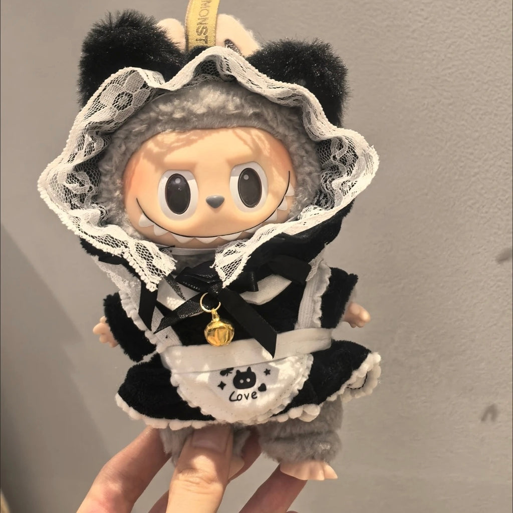 27. Plush Doll Replacing Clothes Plush Housemaid Set - For Labubu Outfit - For Around 17cm Doll(No Dolls)