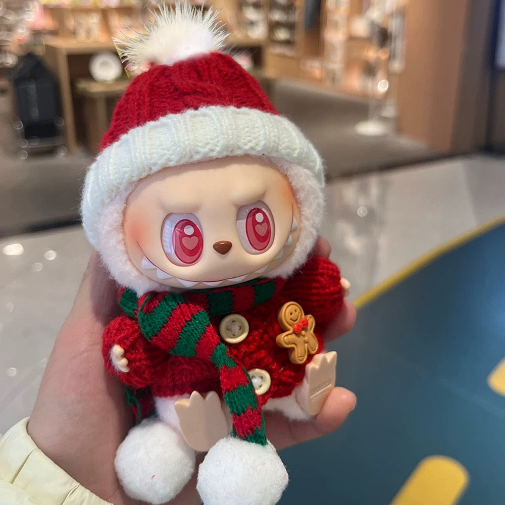 83. Plush Doll Replacing Clothes Christmas-hat Set - For Labubu Outfit - For Around 17cm Doll(No Dolls)