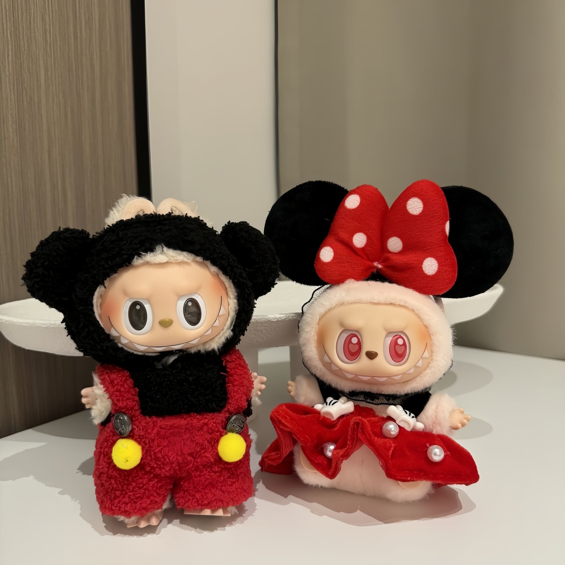 56. Plush Doll Replacing Clothes Couple Set - For Labubu Outfit - For Around 17cm Doll(No Dolls)