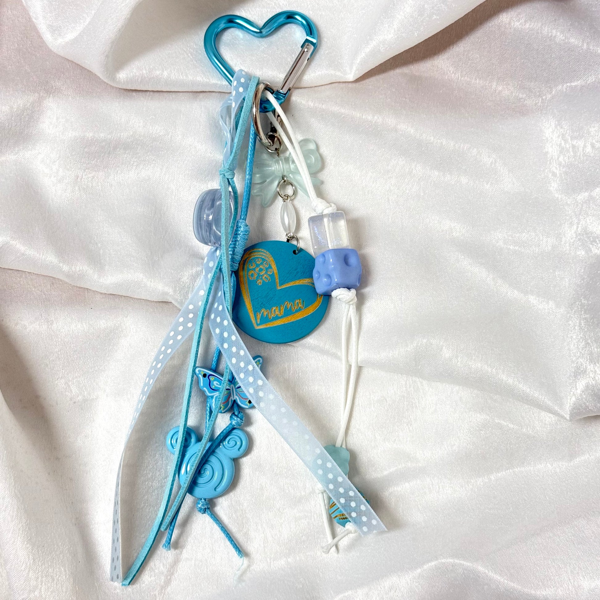 47. DIY Special Design Blue-heart Pendant Keychain Gift - For Bags - For Dolls - For Car Accessories (No Doll)