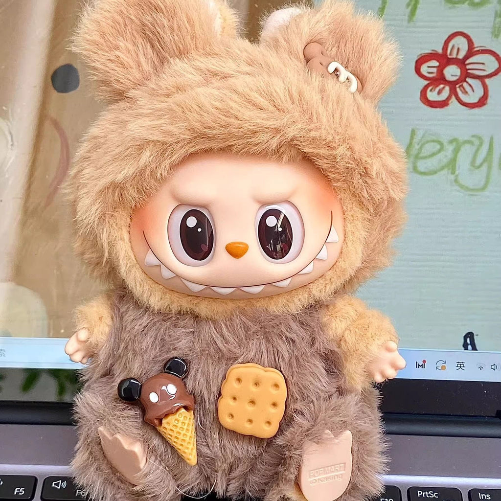 68. Plush Doll Replacing Clothes Cute-bear Set - For Labubu Outfit - For Around 17cm Doll(No Dolls)