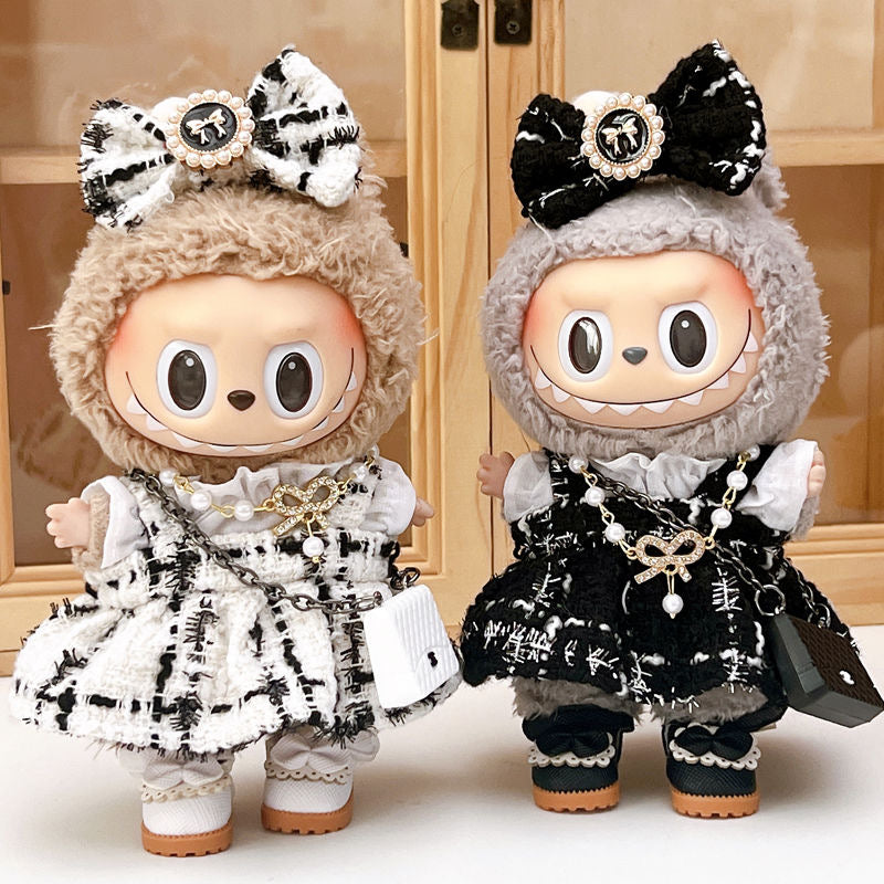90. Plush Doll Replacing Clothes Chanel Set - For Labubu Outfit - For Around 17cm Doll(No Dolls)