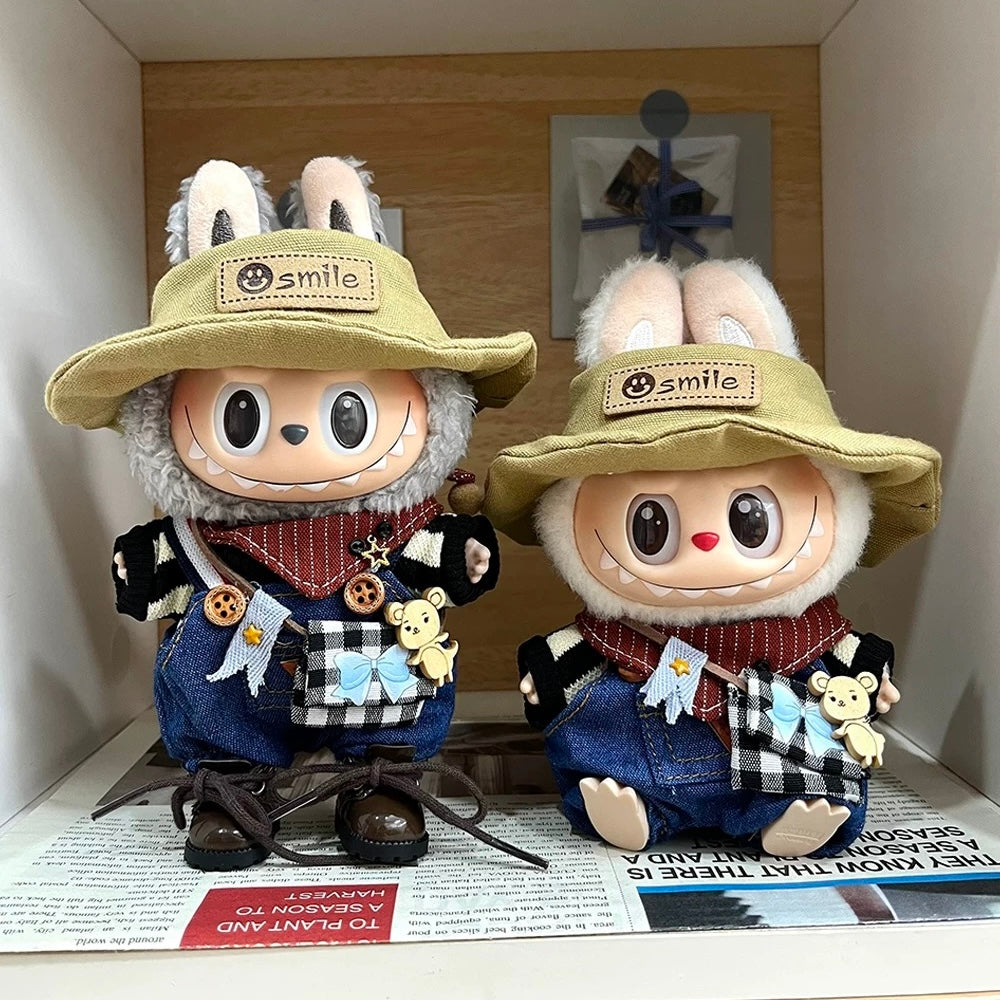 89. Plush Doll Replacing Clothes Cowboy Set - For Labubu Outfit - For Around 17cm Doll(No Dolls)