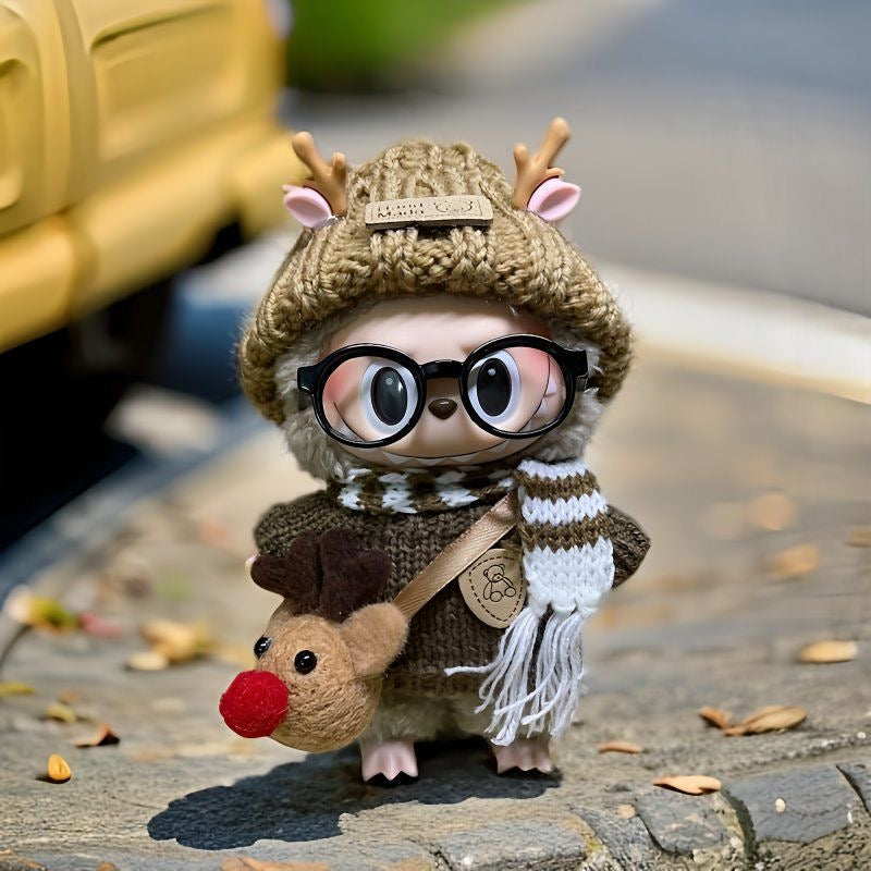 57. Plush Doll Replacing Clothes Elk Set - For Labubu Outfit - For Around 17cm Doll(No Dolls)