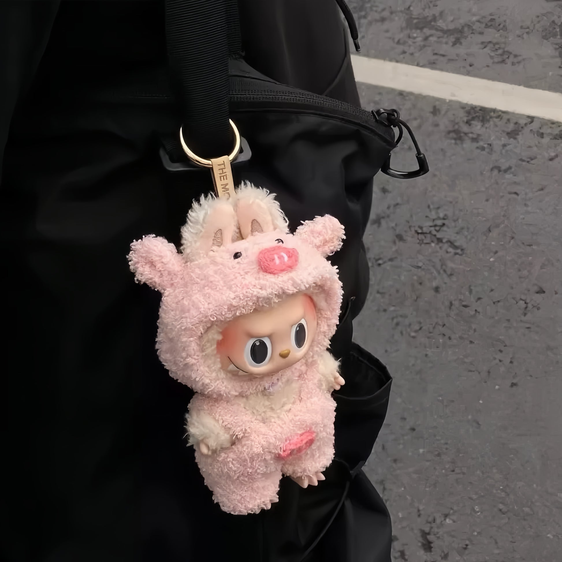 77. Plush Doll Replacing Clothes Pink-piggy Set - For Labubu Outfit - For Around 17cm Doll(No Dolls)