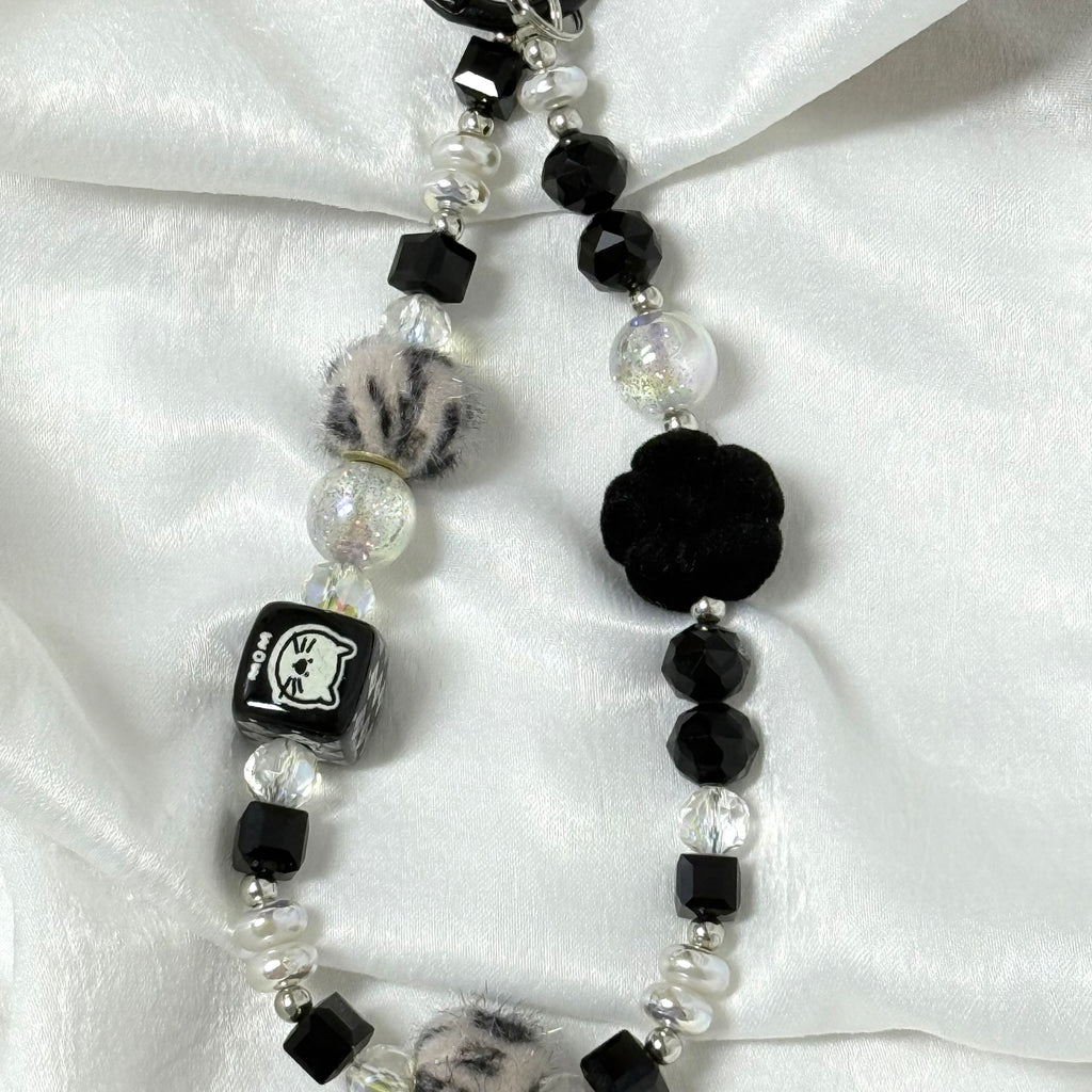 40. DIY Special Design Black-flower Pendant Keychain Gift - For Bags - For Dolls - For Car Accessories (No Doll)