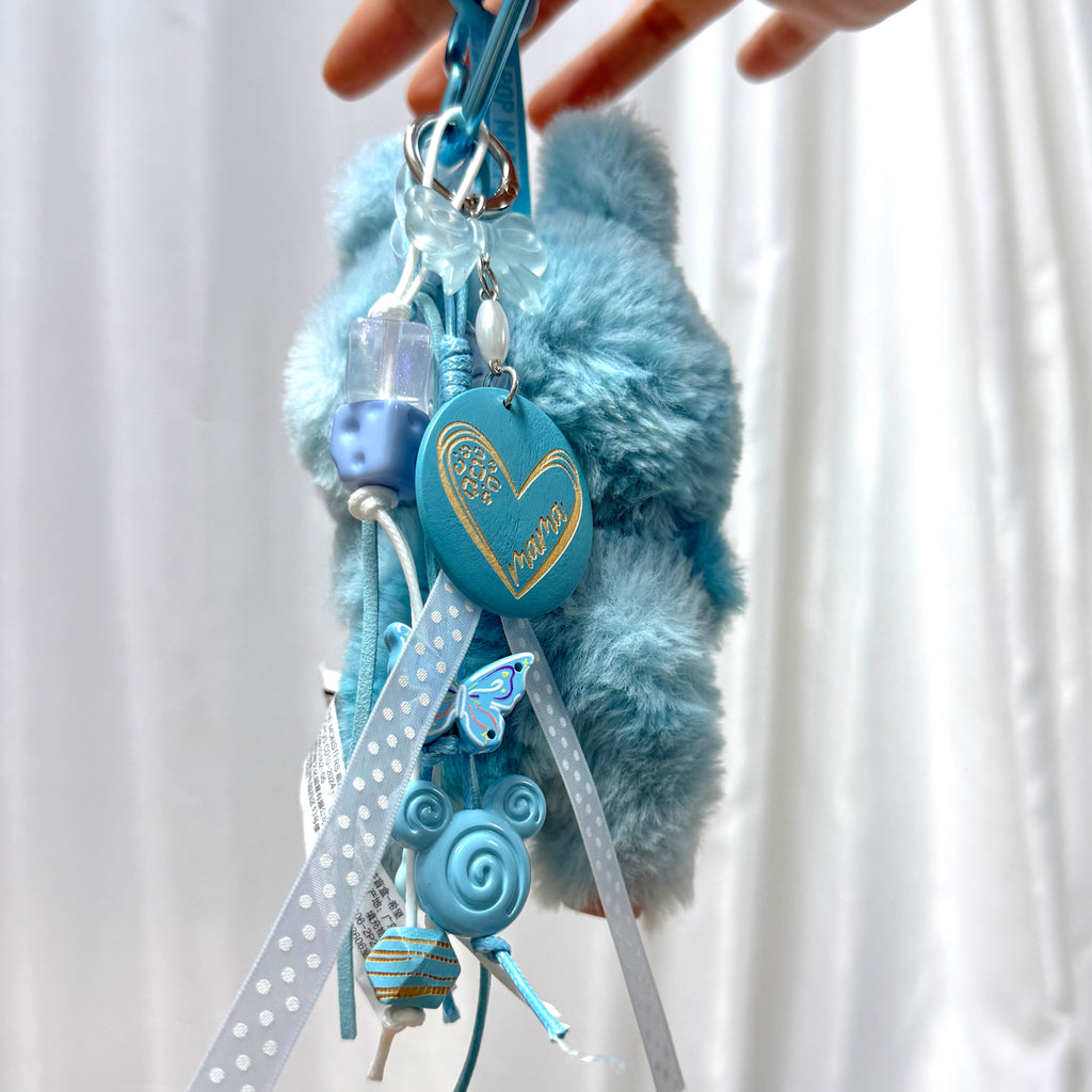 47. DIY Special Design Blue-heart Pendant Keychain Gift - For Bags - For Dolls - For Car Accessories (No Doll)