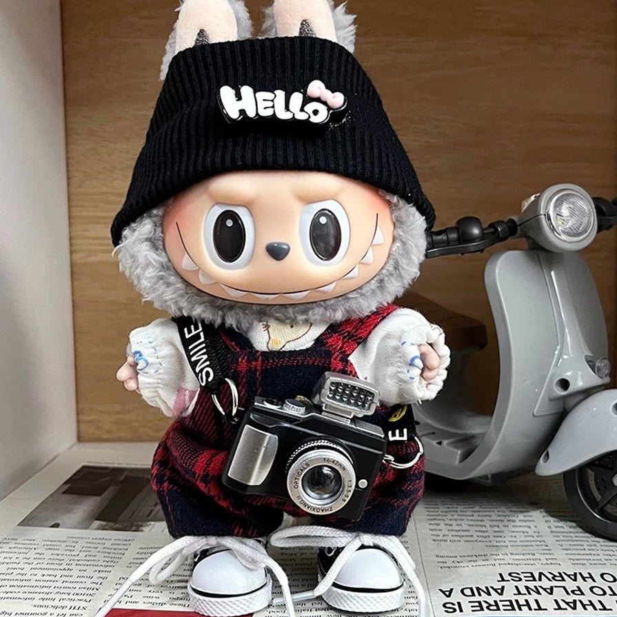 86. Plush Doll Replacing Clothes Plaid-skirt Set - For Labubu Outfit - For Around 17cm Doll(No Dolls)