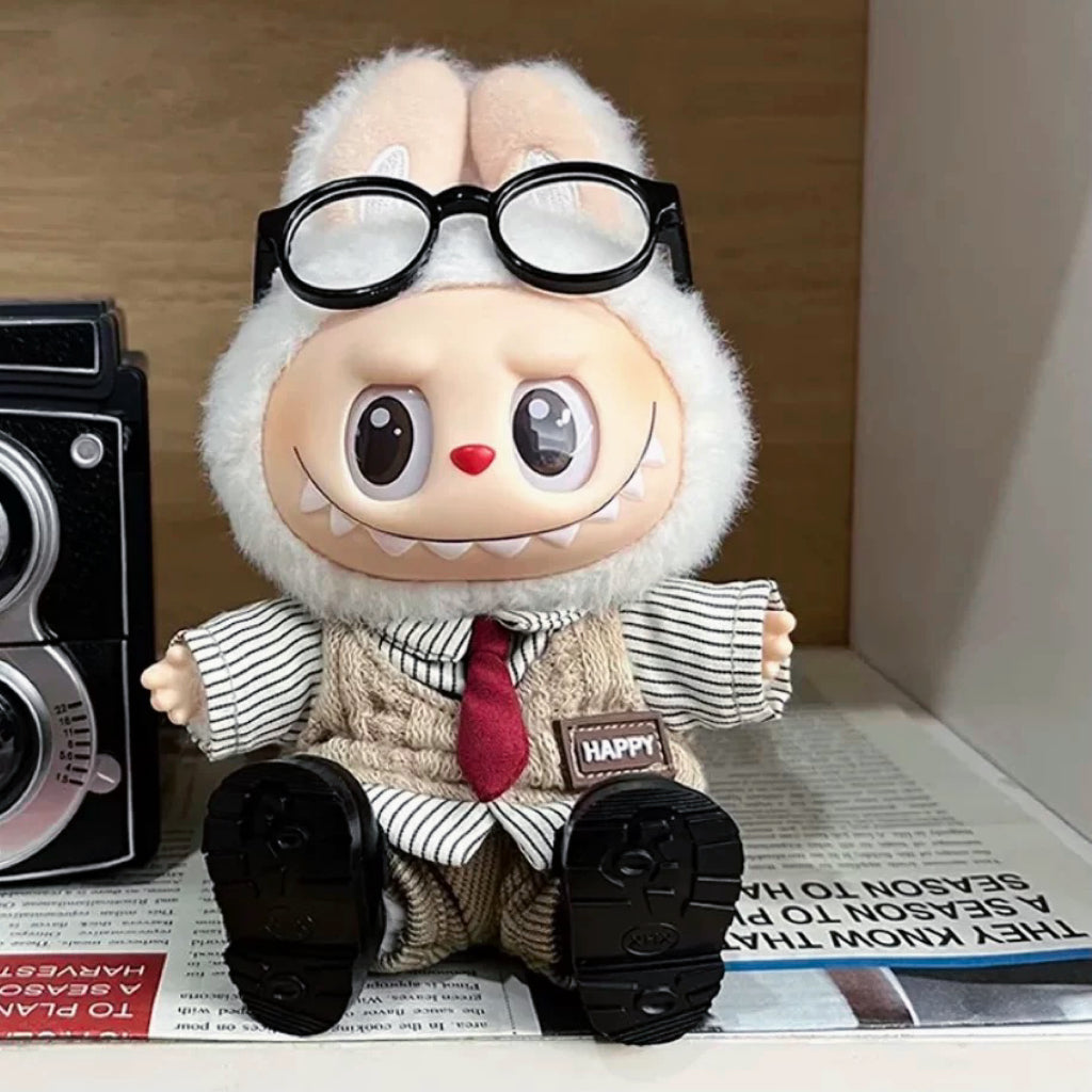 81. Plush Doll Replacing Clothes Retro-British Set - For Labubu Outfit - For Around 17cm Doll(No Dolls)