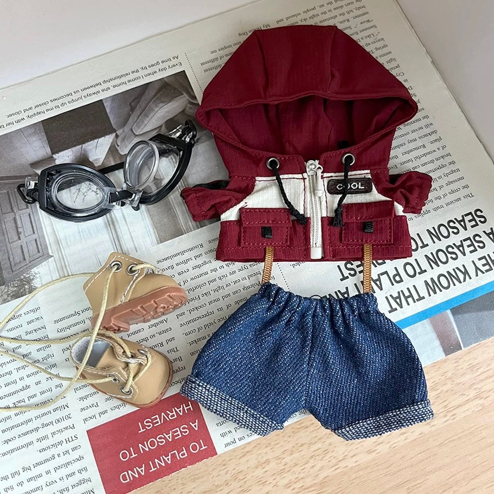 85. Plush Doll Replacing Clothes Camping Set - For Labubu Outfit - For Around 17cm Doll(No Dolls)