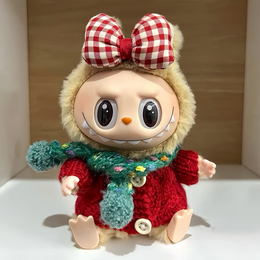 80. Plush Doll Replacing Clothes Christmas-sweater Set - For Labubu Outfit - For Around 17cm Doll(No Dolls)