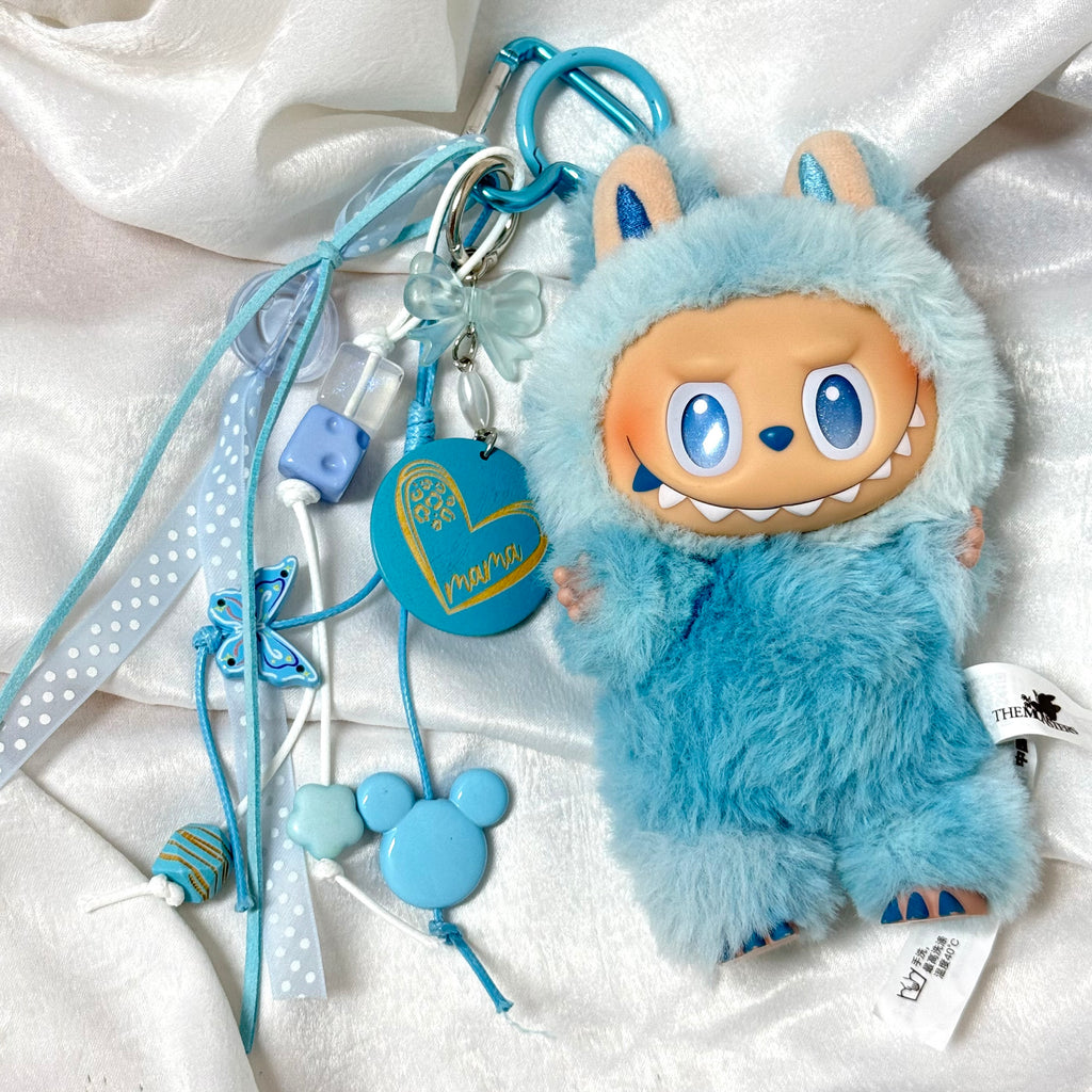 47. DIY Special Design Blue-heart Pendant Keychain Gift - For Bags - For Dolls - For Car Accessories (No Doll)