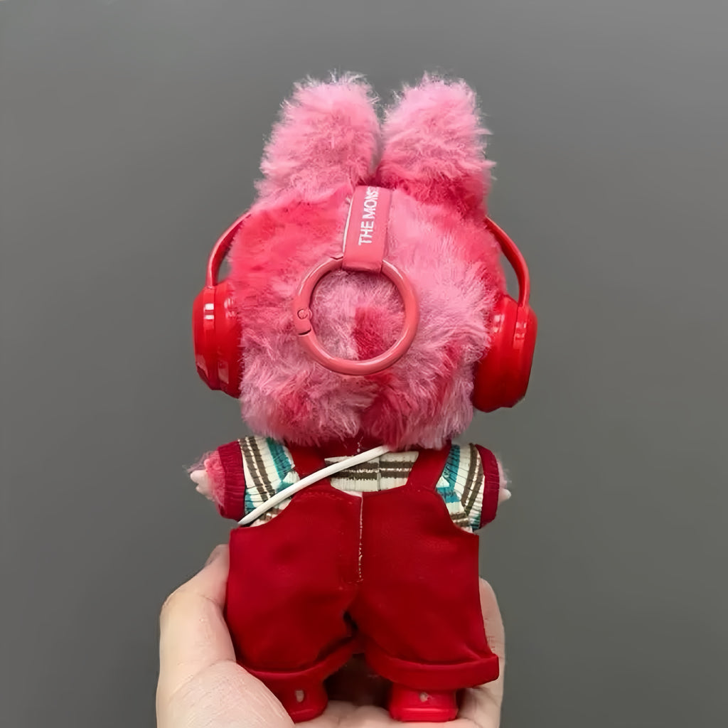 76. Plush Doll Replacing Clothes Red-overall Set - For Labubu Outfit - For Around 17cm Doll(No Dolls)