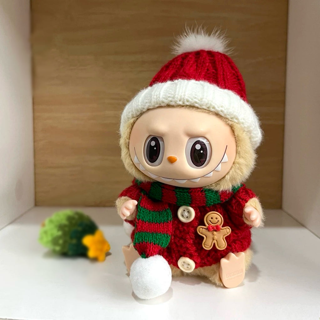 83. Plush Doll Replacing Clothes Christmas-hat Set - For Labubu Outfit - For Around 17cm Doll(No Dolls)