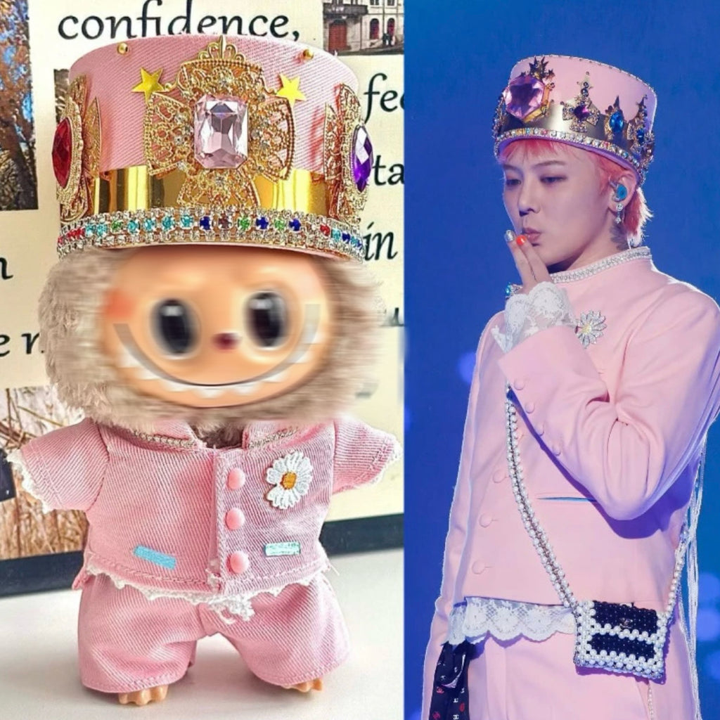 30. Plush Doll Replacing Clothes Pink Set - For Labubu Outfit - For Around 17cm Doll(No Dolls)