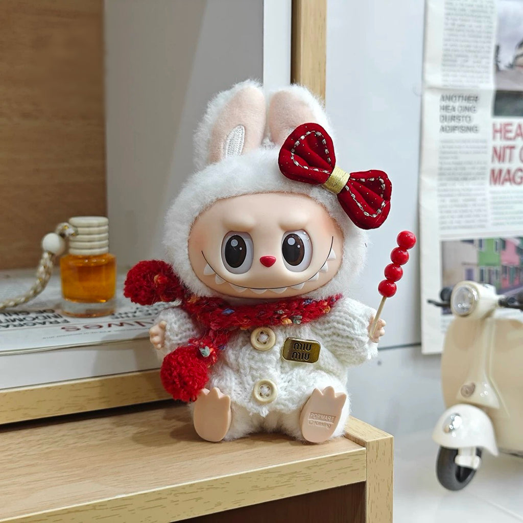 84. Plush Doll Replacing Clothes White-sweater Set - For Labubu Outfit - For Around 17cm Doll(No Dolls)