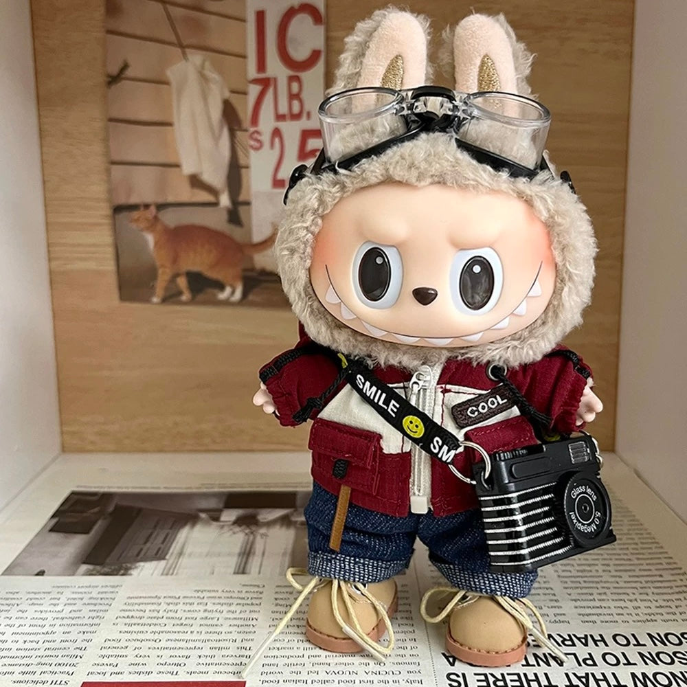 85. Plush Doll Replacing Clothes Camping Set - For Labubu Outfit - For Around 17cm Doll(No Dolls)