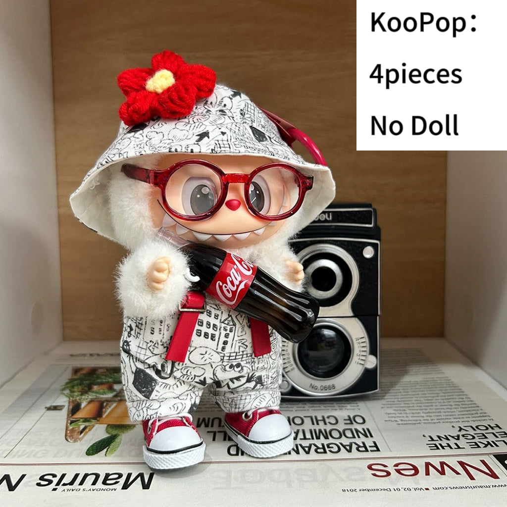 79. Plush Doll Replacing Clothes Graffiti Set - For Labubu Outfit - For Around 17cm Doll(No Dolls)