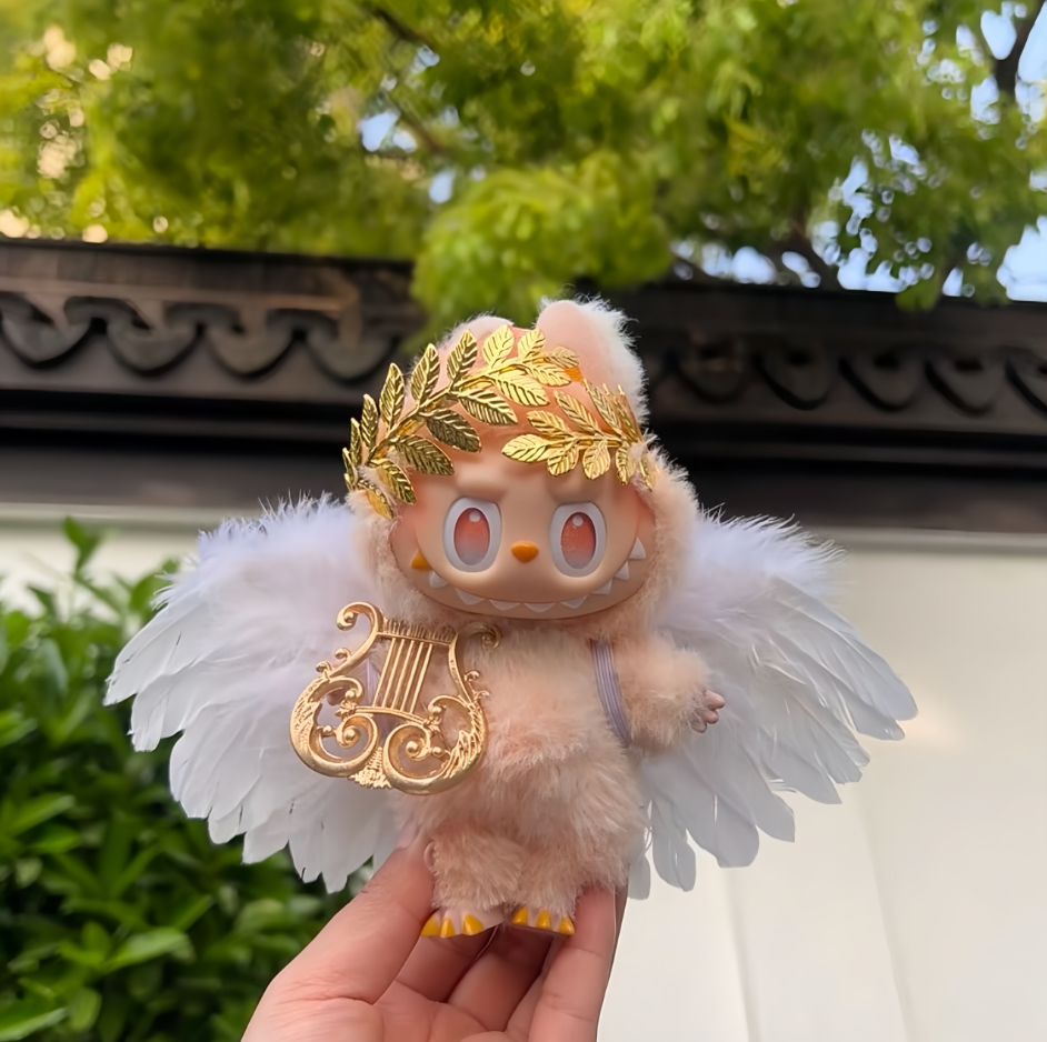 55. Plush Doll Replacing Clothes Angel Set - For Labubu Outfit - For Around 17cm Doll(No Dolls)