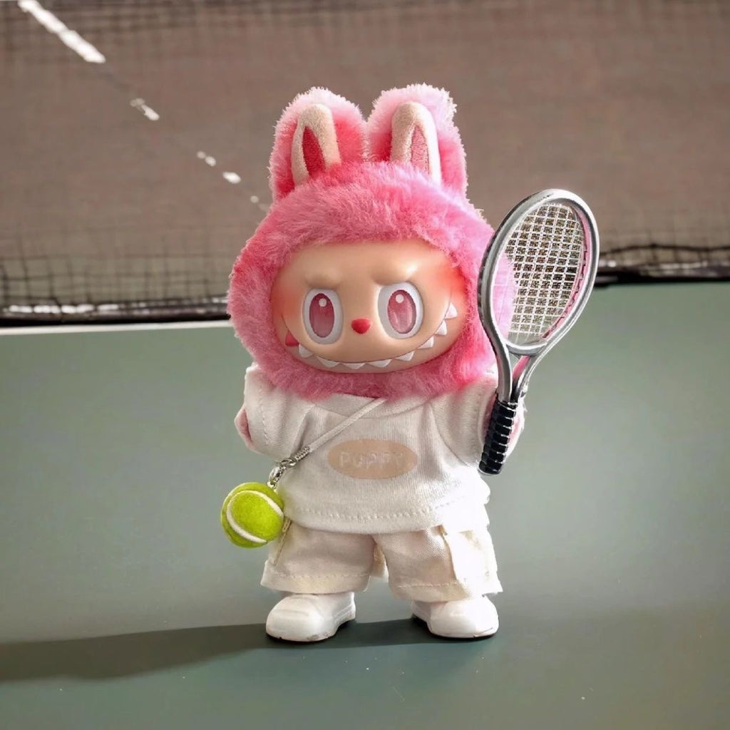74. Plush Doll Replacing Clothes Tennis Set - For Labubu Outfit - For Around 17cm Doll(No Dolls)
