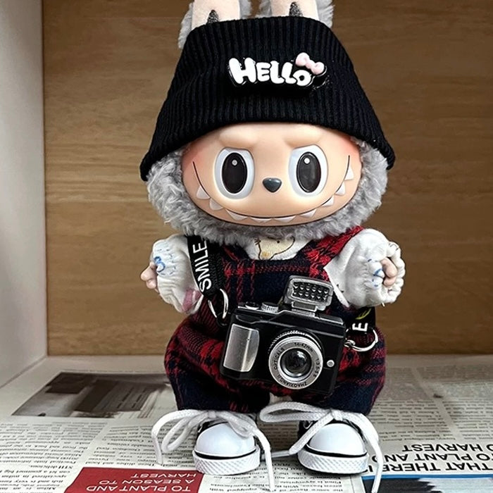 86. Plush Doll Replacing Clothes Plaid-skirt Set - For Labubu Outfit - For Around 17cm Doll(No Dolls)