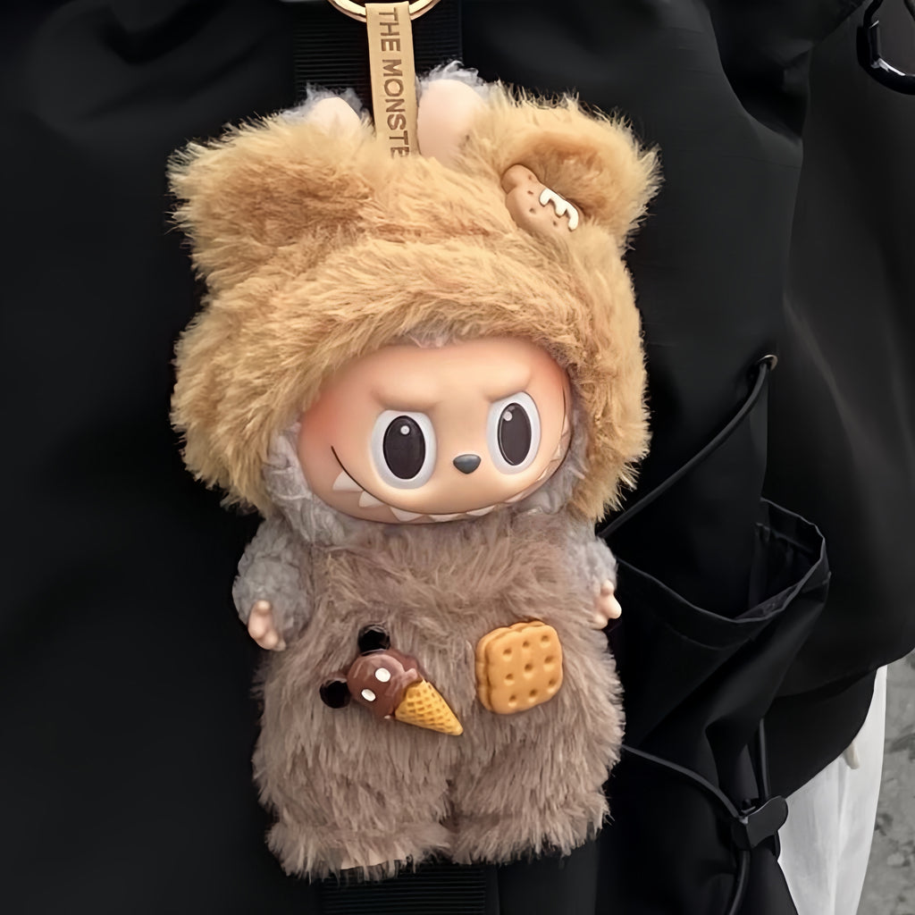 68. Plush Doll Replacing Clothes Cute-bear Set - For Labubu Outfit - For Around 17cm Doll(No Dolls)