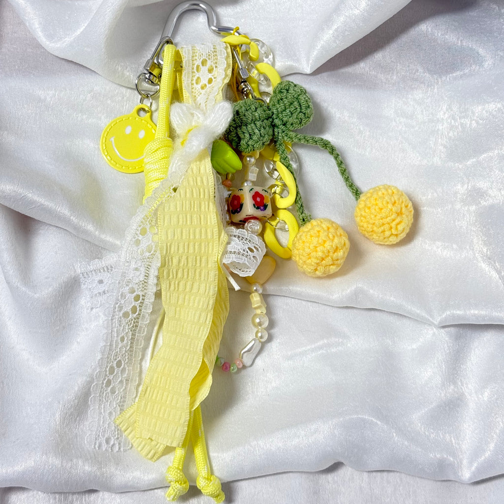 41. DIY Special Design Woven Cherry Pendant Keychain Gift - For Bags - For Dolls - For Car Accessories (No Doll)