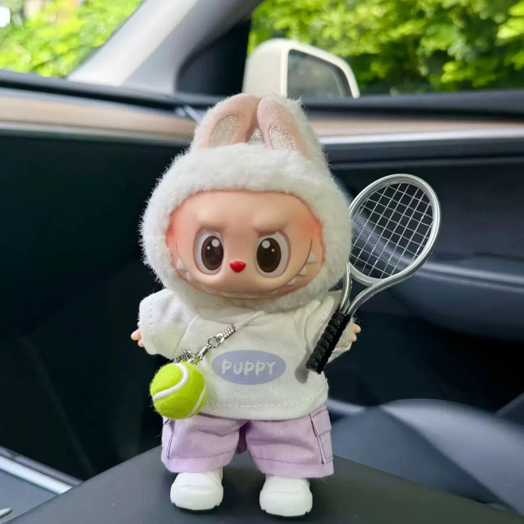 74. Plush Doll Replacing Clothes Tennis Set - For Labubu Outfit - For Around 17cm Doll(No Dolls)