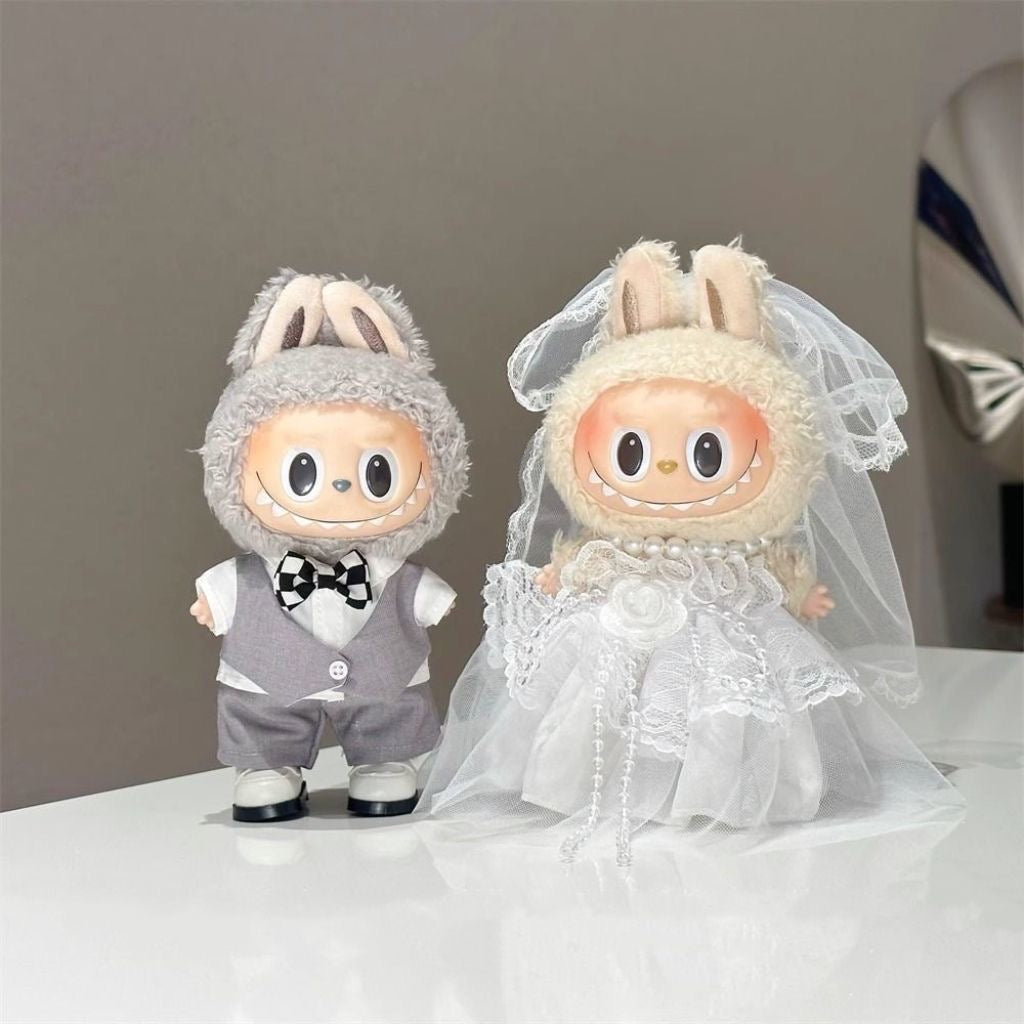 66. Plush Doll Replacing Clothes Couple Set - For Labubu Outfit - For Around 17cm Doll(No Dolls)