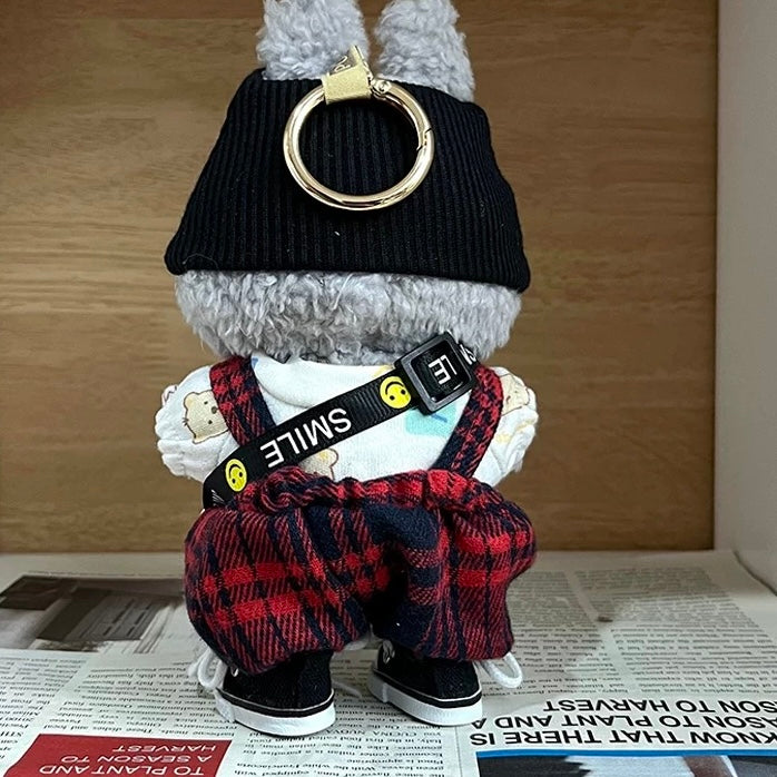 86. Plush Doll Replacing Clothes Plaid-skirt Set - For Labubu Outfit - For Around 17cm Doll(No Dolls)