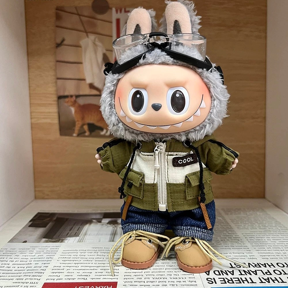 85. Plush Doll Replacing Clothes Camping Set - For Labubu Outfit - For Around 17cm Doll(No Dolls)