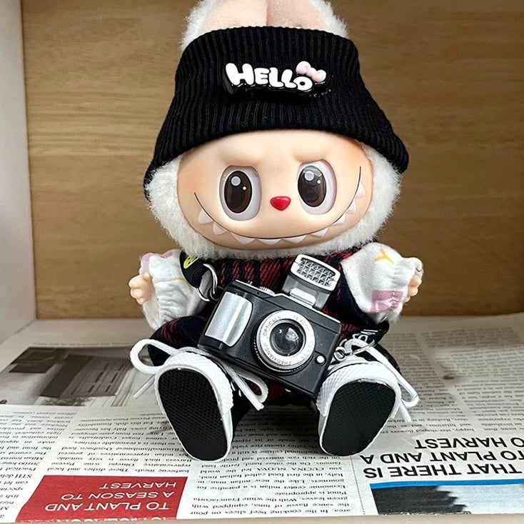 86. Plush Doll Replacing Clothes Plaid-skirt Set - For Labubu Outfit - For Around 17cm Doll(No Dolls)