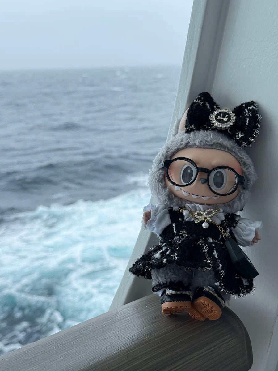 90. Plush Doll Replacing Clothes Chanel Set - For Labubu Outfit - For Around 17cm Doll(No Dolls)