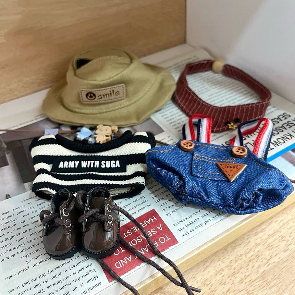 89. Plush Doll Replacing Clothes Cowboy Set - For Labubu Outfit - For Around 17cm Doll(No Dolls)